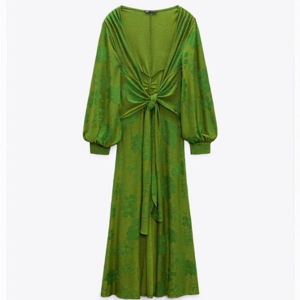 LONG JACQUARD DRESS-green